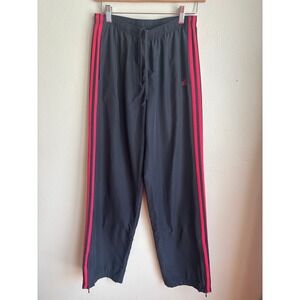 Adidas Women Gray Pink Track Pants Athletic Side Stripe Zip Ankle Size M